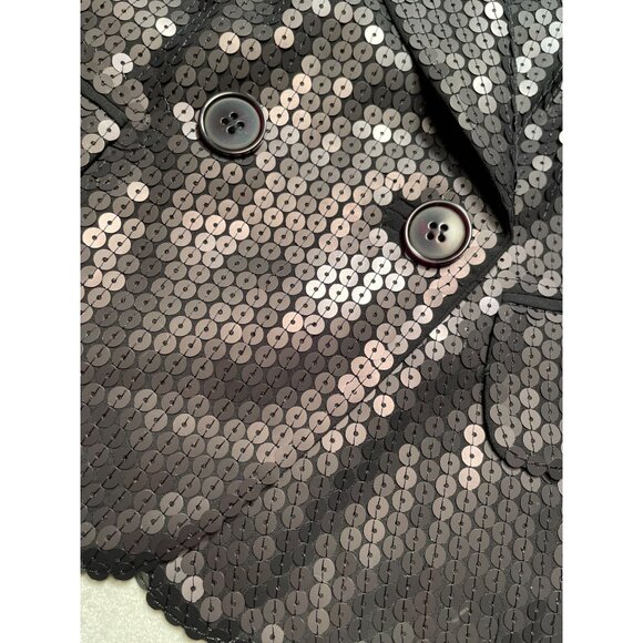 French Connection Black Sequin Blazer Jacket Womens Size 4 Y2K Whimsygoth - Picture 10 of 11